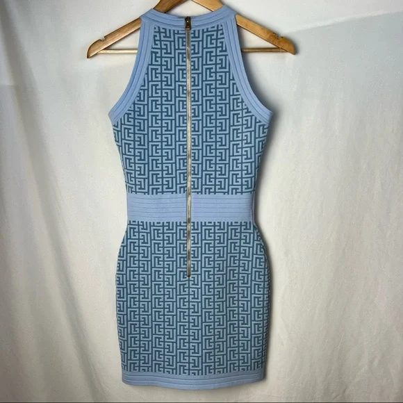 💋NWT balmain monogram knit mini dress in blue - Picture 9 of 10